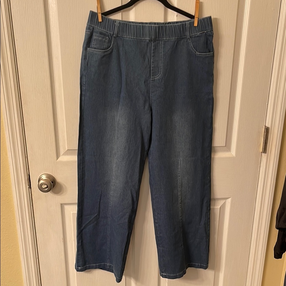 Blue Denim Wide-Leg Pants